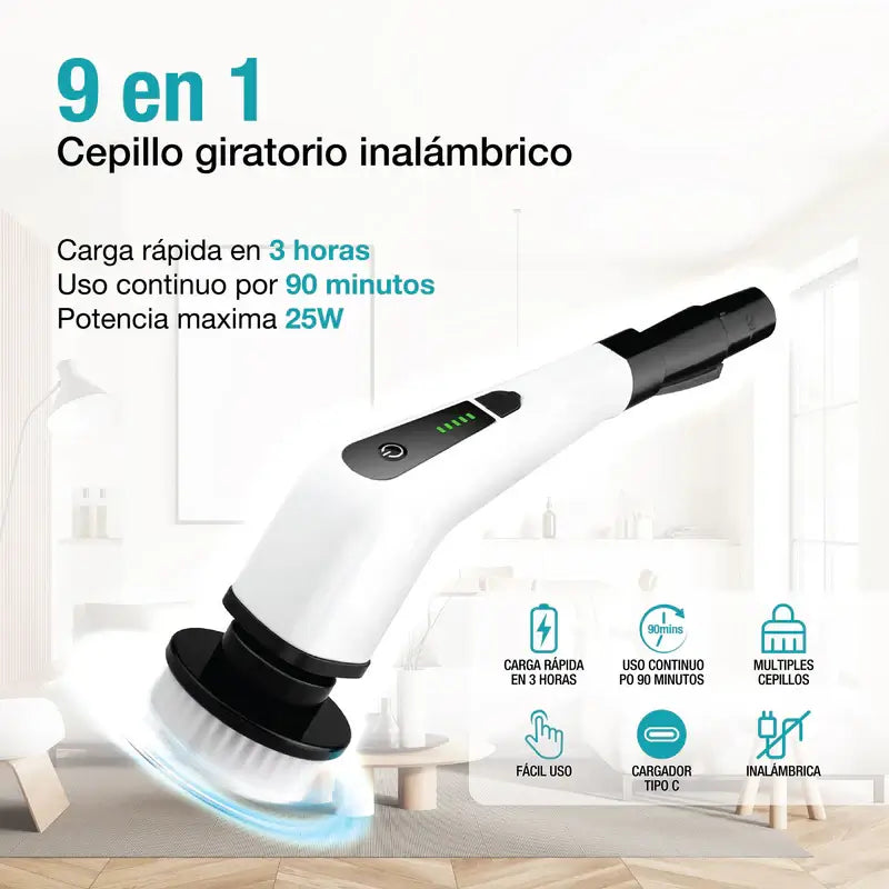 Cepillo Electrico Multiuso 9 en 1: ✨¡Limpia más, esfuerzate menos! 🔥🧽🚀