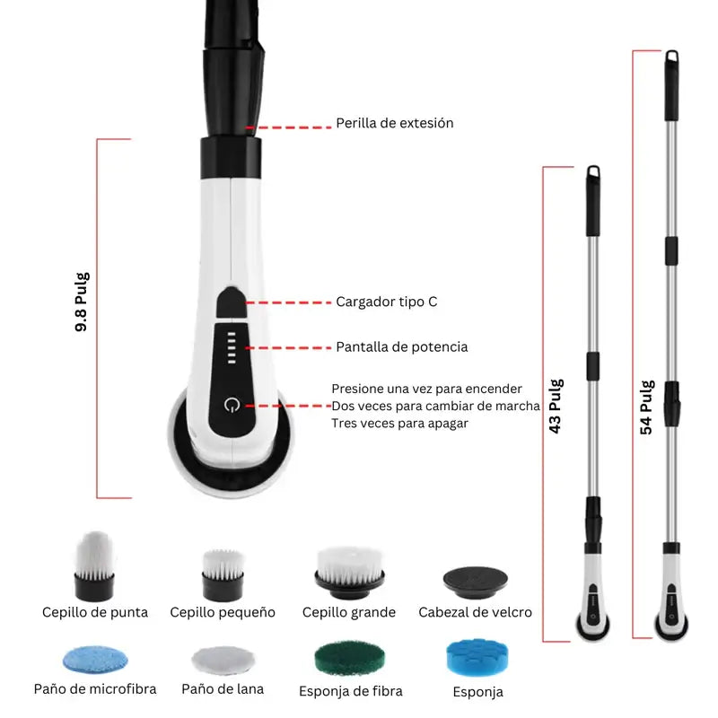 Cepillo Electrico Multiuso 9 en 1: ✨¡Limpia más, esfuerzate menos! 🔥🧽🚀